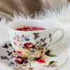 Šálek s podšálkem Jumbo na čaj/cappuccino - zahrada (bílý podklad)